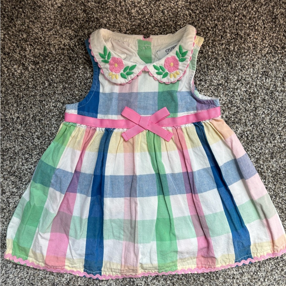 Crown & Ivy Baby Dress with Floral Embroidery